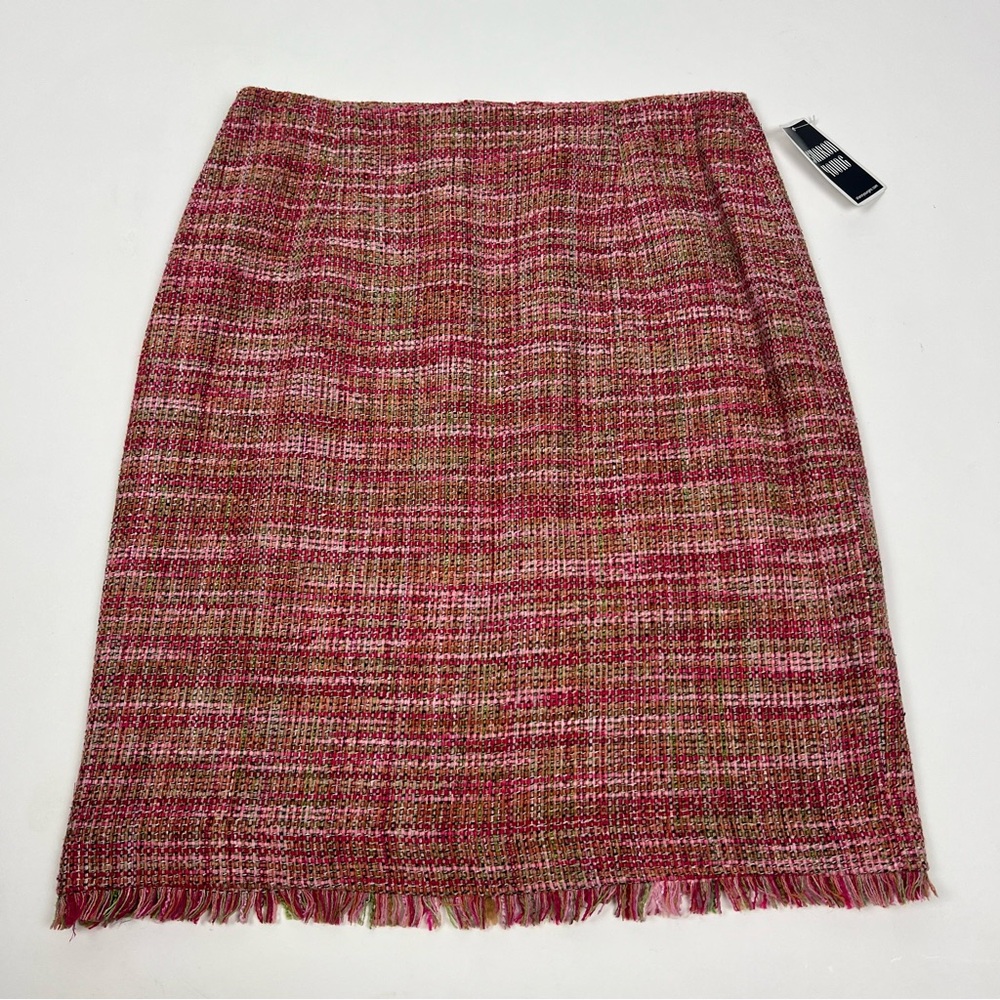 Sharon Young NWT Tweed Pencil Skirt Pink Multicolor Size 10